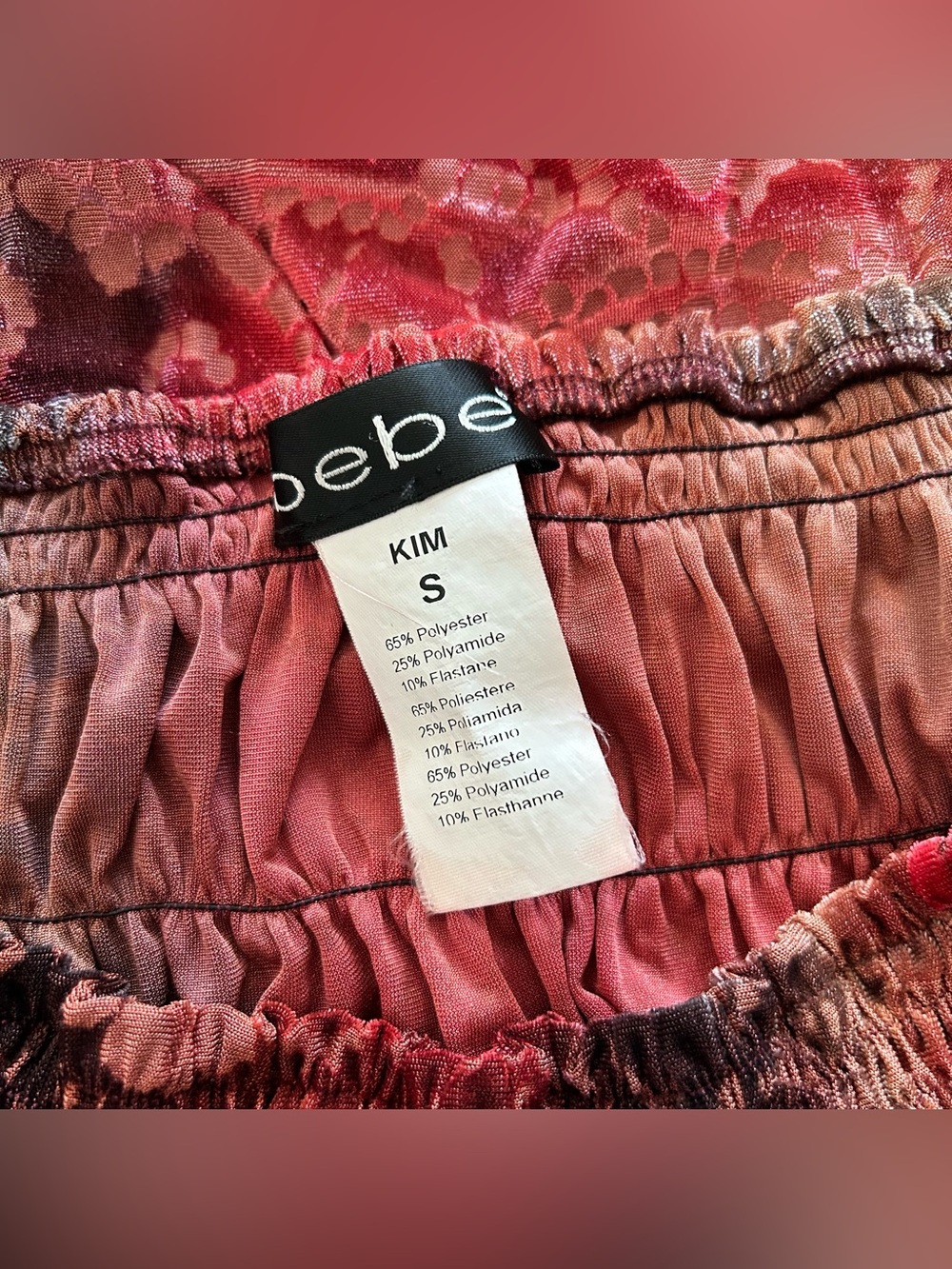 VTG Bebe Velvet Burnout Off The Shoulder Top Size S Made in France Boho Y2K 90s - Picture 6 of 9